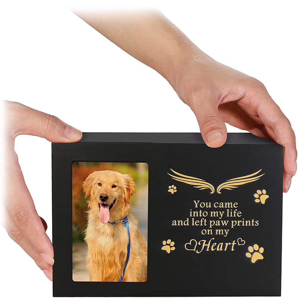 BAMTALK Pet Memorial Urn for Ashes,Nature Bamboo Cat or Dog Memory Box, Pet Memorial Keepsake, Pet Cremation Urn with Photo Frame, Urn for Dog Memorial 