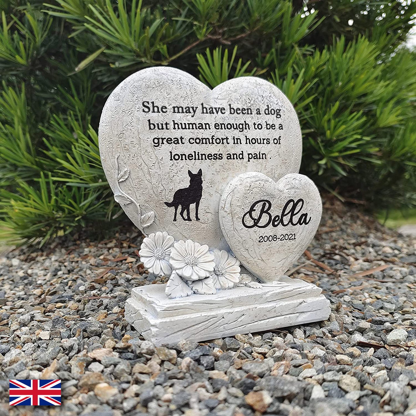 MARYTUMM Personalized Dog Memorial Stone - Custom Indoor/Outdoor Dog Plaque - Loss of Dog Memorial Gifts